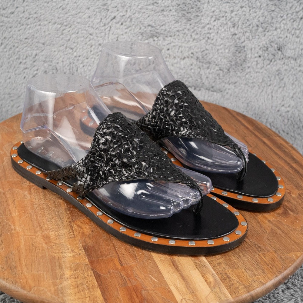 Pons Quintana Womens Woven Black Leather Sandals Sz 40/ 9-9.5 Boho Luxury Beach